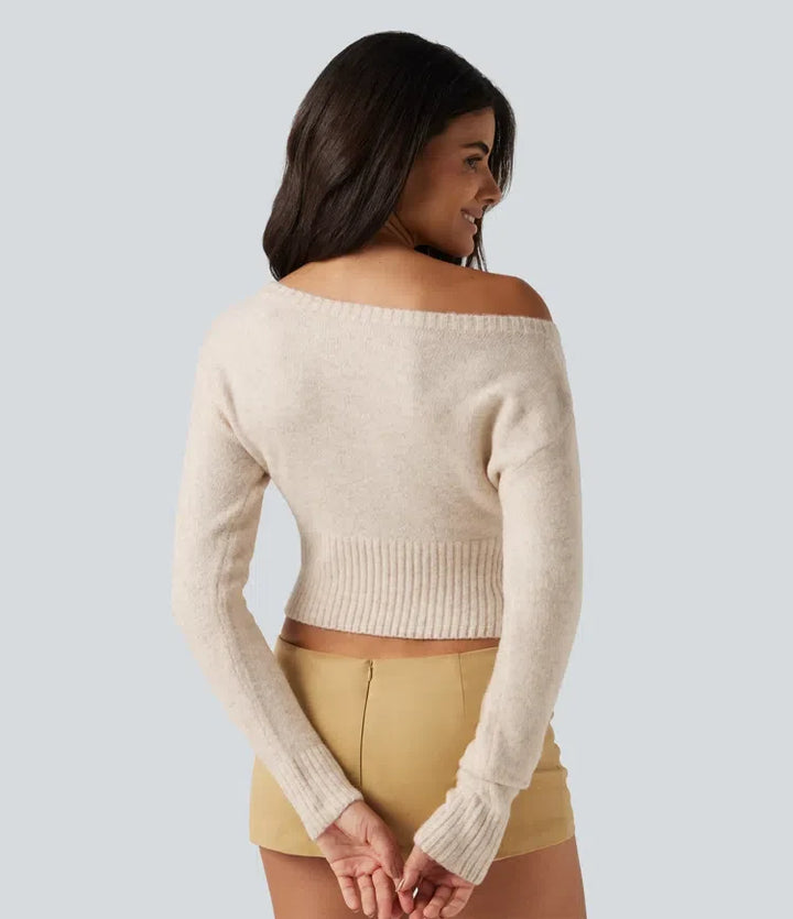 One Shoulder Batwing Long Sleeve Casual Sweater