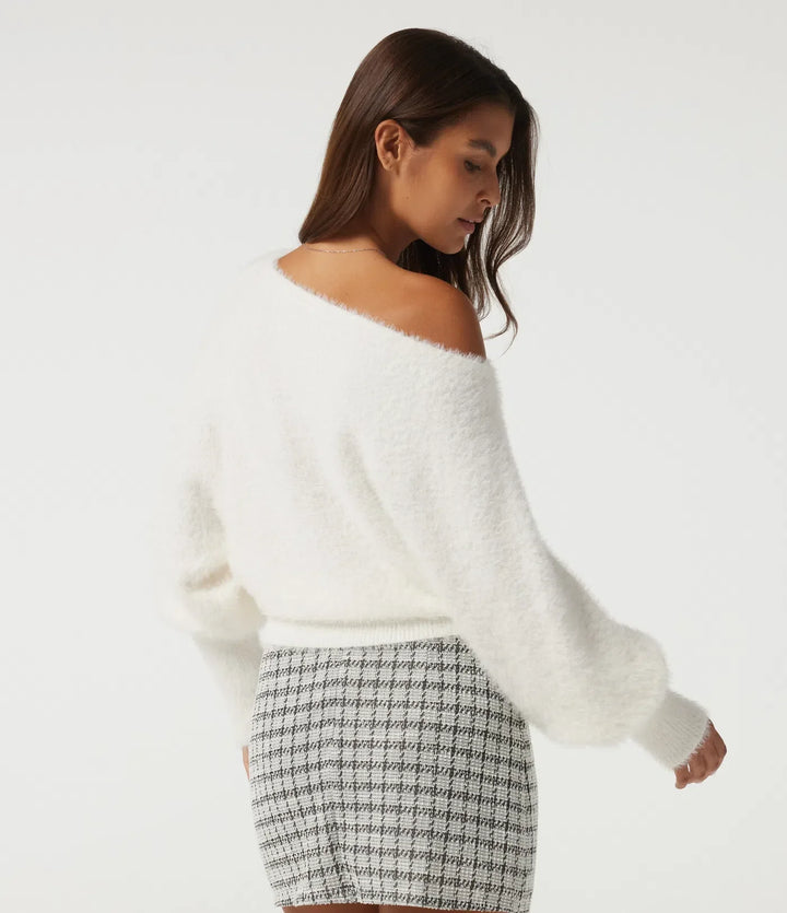 Off Shoulder Bishop Long Sleeve Casual Sweater