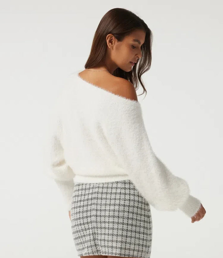 Off Shoulder Bishop Long Sleeve Casual Sweater