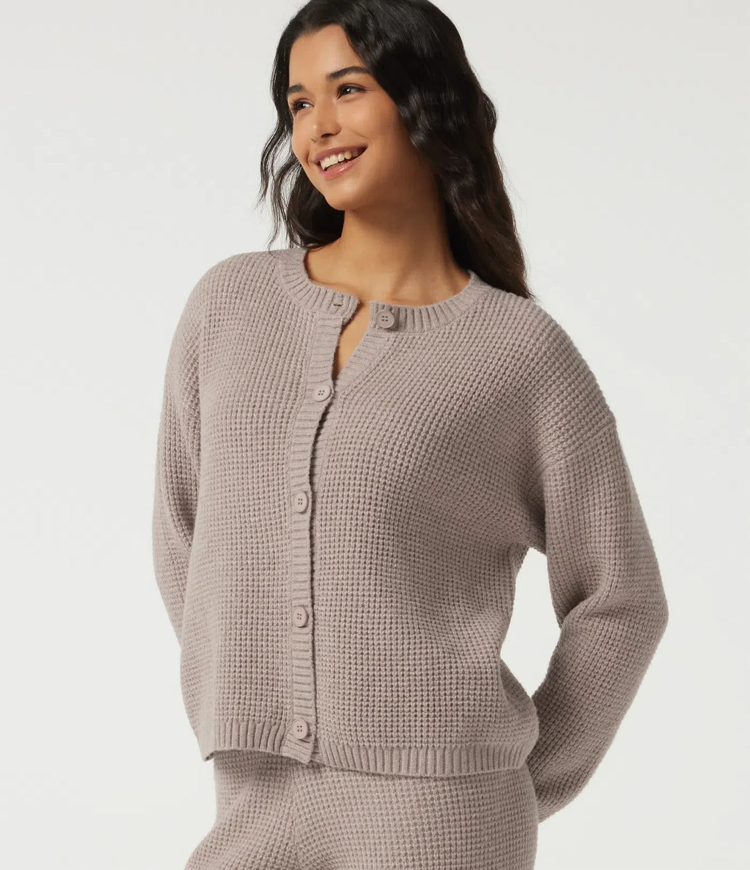 Round Neck Long Sleeve Lounge Cardigan