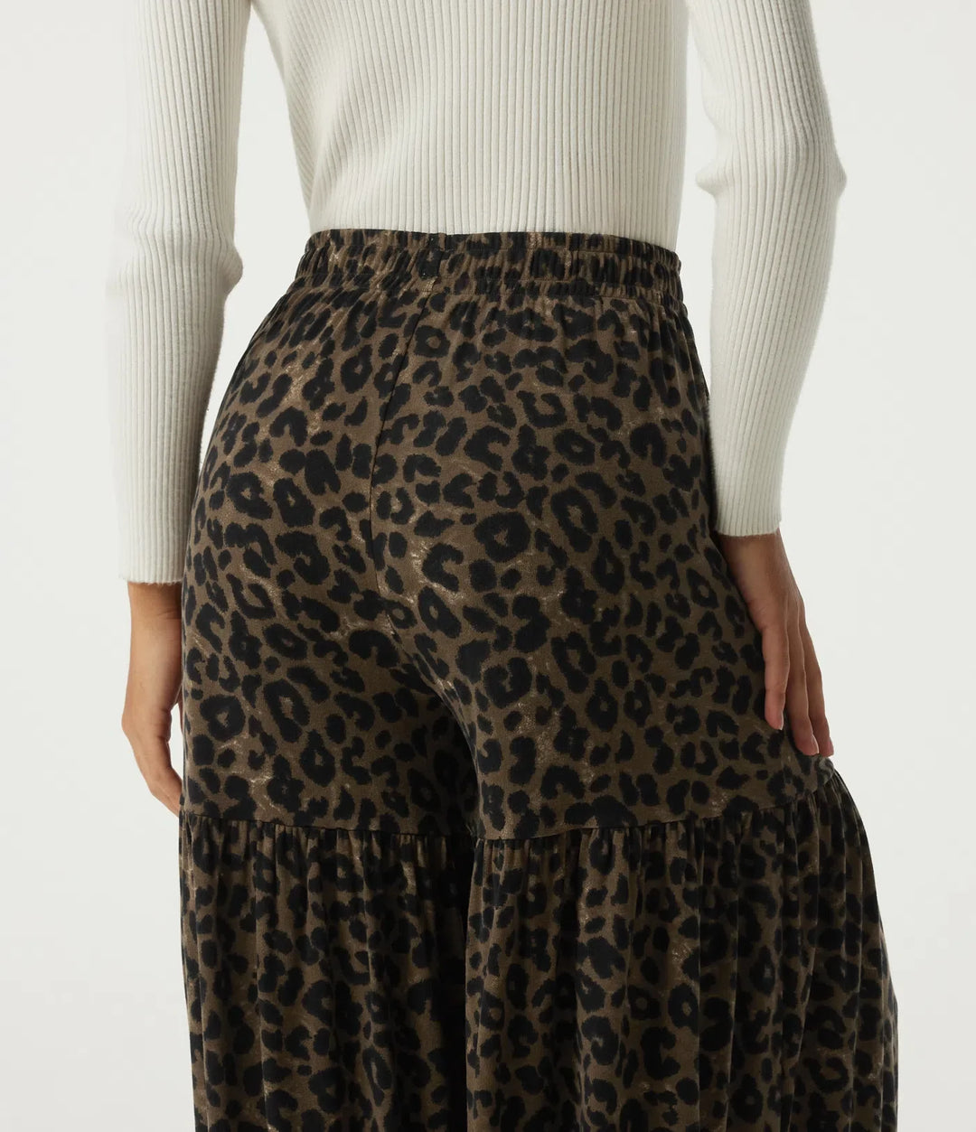 High Waisted Leopard Print Baggy Casual Pants with Pockets