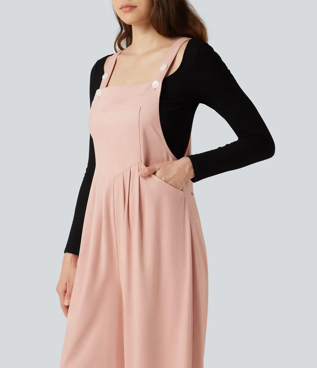 Suede Casual Overalls with Pockets
