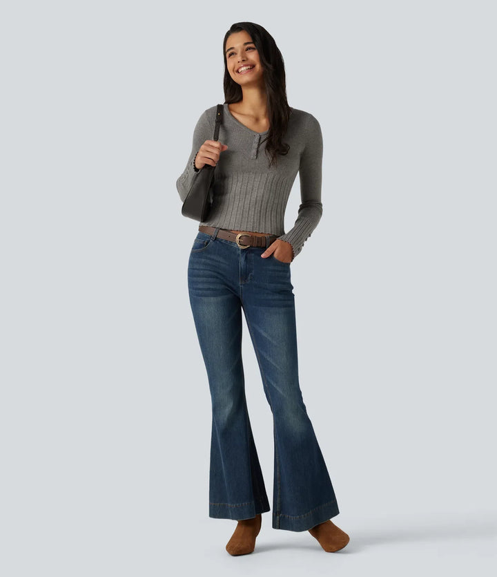 V Neck Long Sleeve Casual Sweater