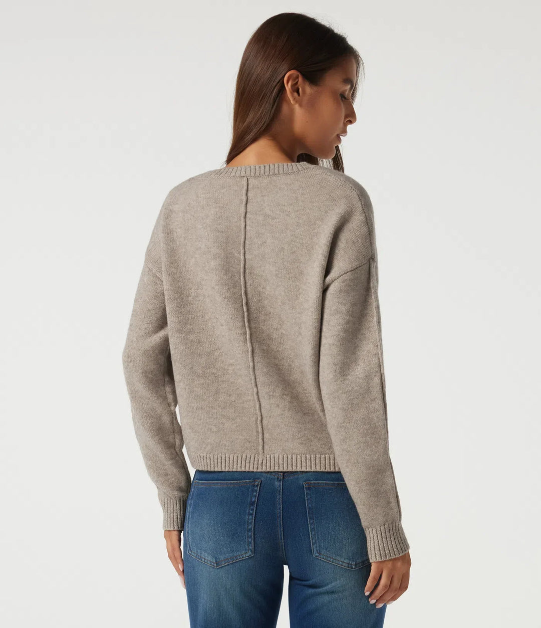 Round Neck Dropped Shoulder Long Sleeve Casual Sweater
