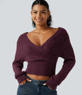 V Neck Long Sleeve V Back Casual Sweater