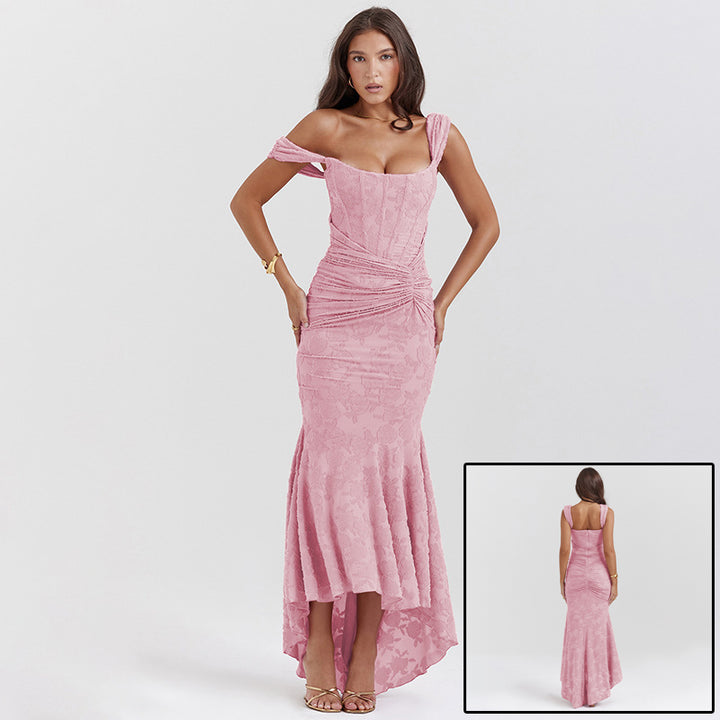 Woman in an off-shoulder mermaid gown