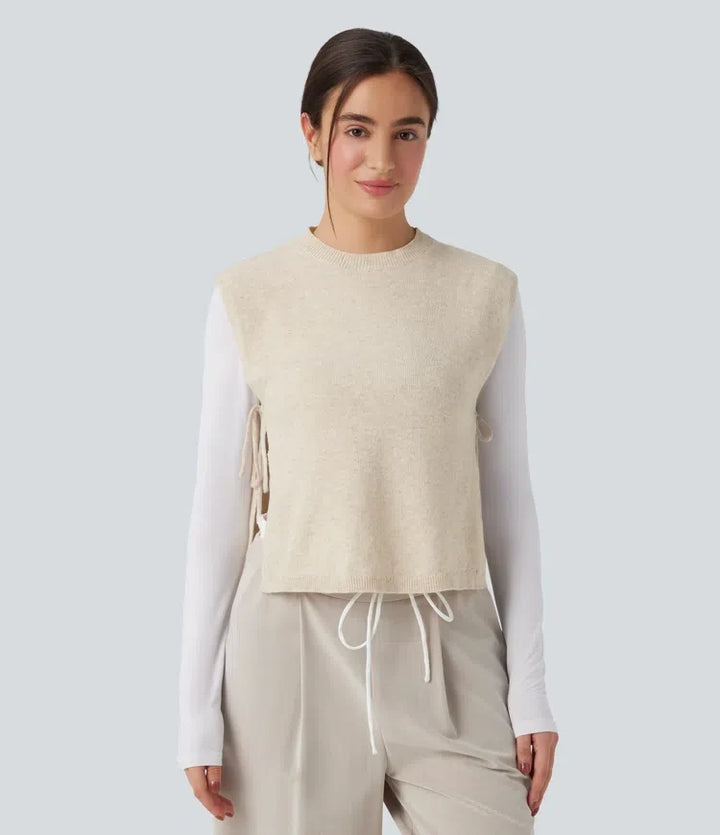 Round Neck Tie Work Sweater Vest