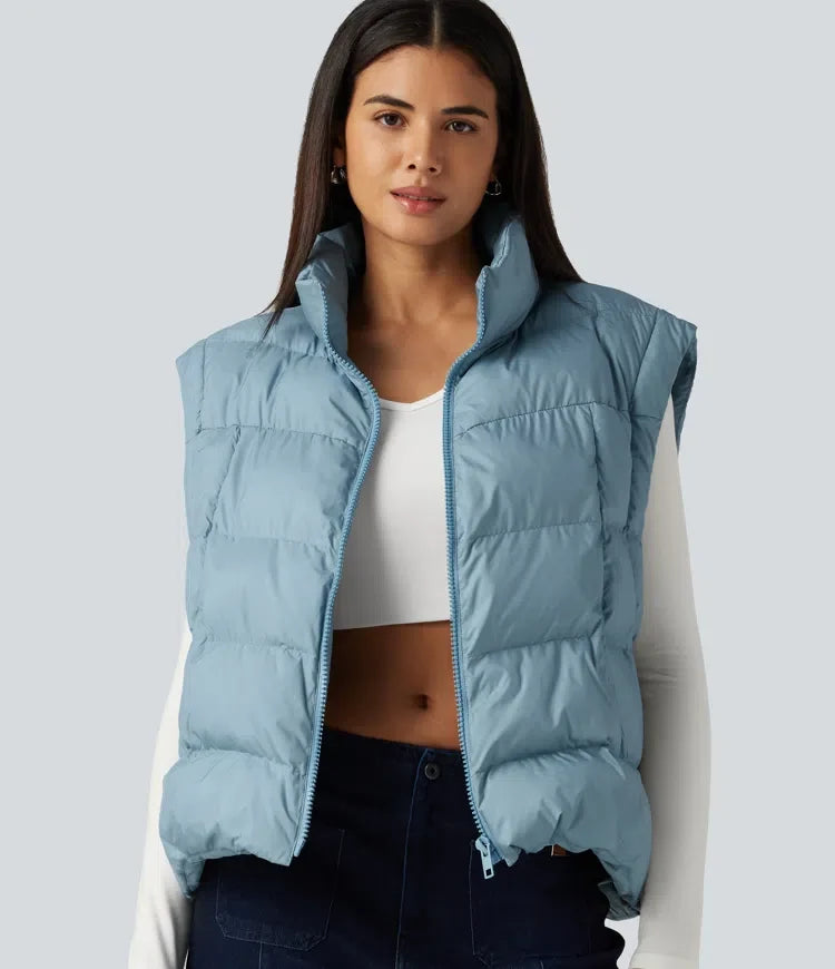 High Neck Long Sleeve Casual Padded Jacket with Pockets