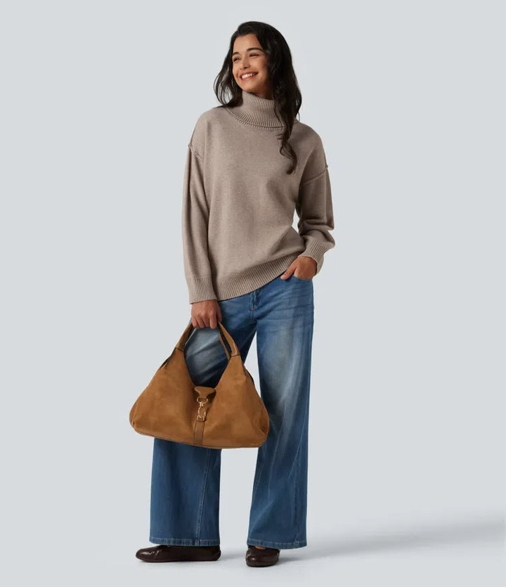 High Neck Long Sleeve Casual Sweater