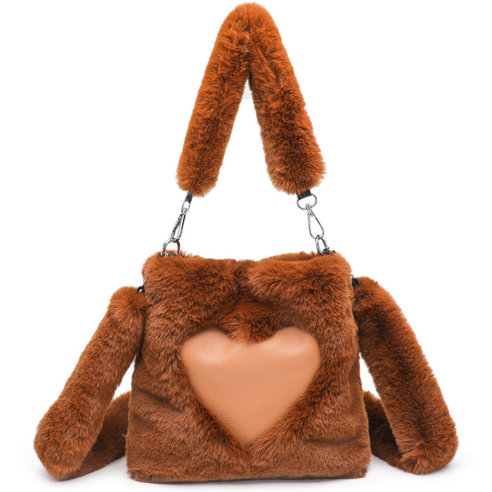 Peyton | Fluffy Heart Shoulder Bag with Bunny Ears