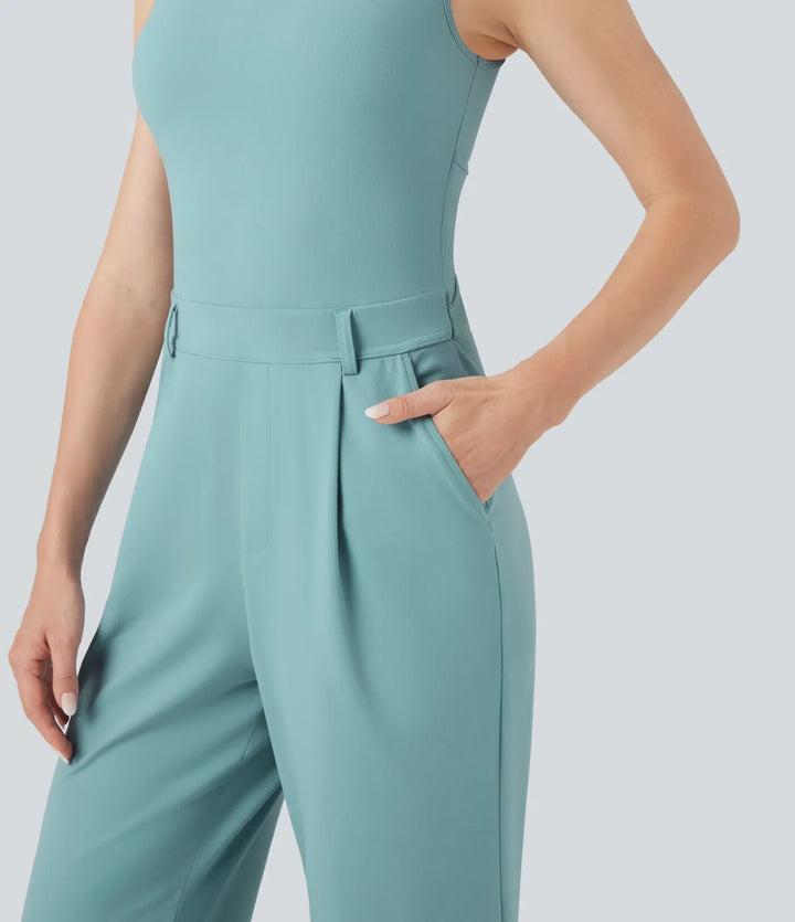 Crossover Casual Jumpsuit with Pockets-Easy Peezy Edition