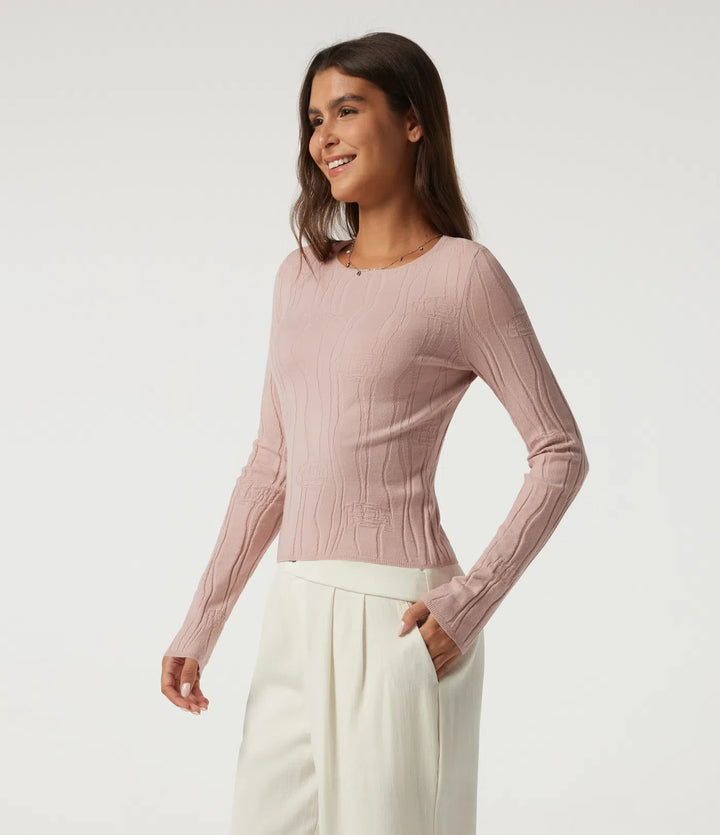 Round Neck Long Sleeve Work Sweater