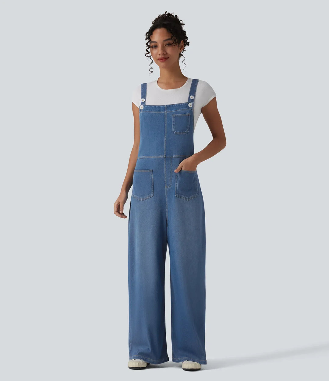 Halara Flex Adjustable Straps Draped Lyocell Washed Casual Baggy Overalls with Pockets