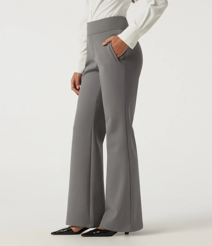 High Waisted Flare Fleece Work Pants with Pockets