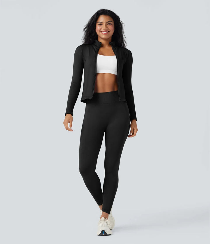 OneForm Seamless Flow Stand Collar Long Sleeve Thumb Hole Yoga Jacket