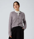 Round Neck Long Sleeve Button Fly Hollow Out Casual Cardigan