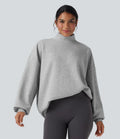Mock-neck Relaxed Casual Sweatshirt with Pockets