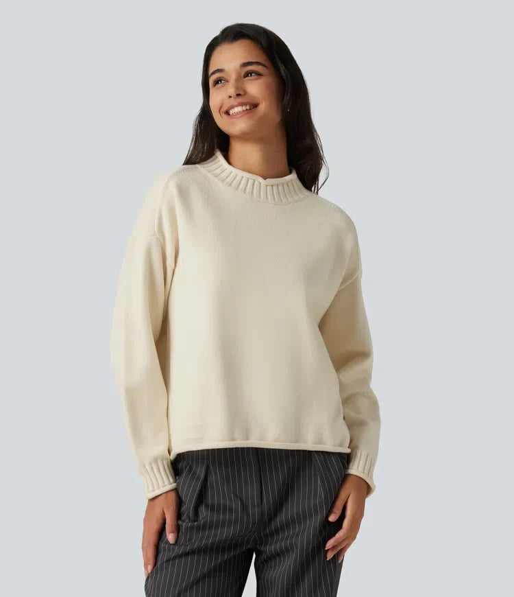 Mock Neck Long Sleeve Work Sweater