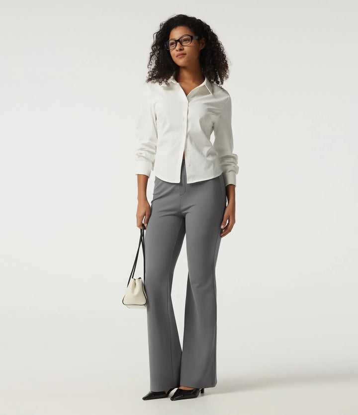 High Waisted Flare Fleece Work Pants with Pockets