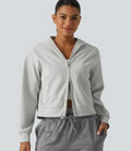 Hooded Long Sleeve Waffle Casual Jacket with Pockets
