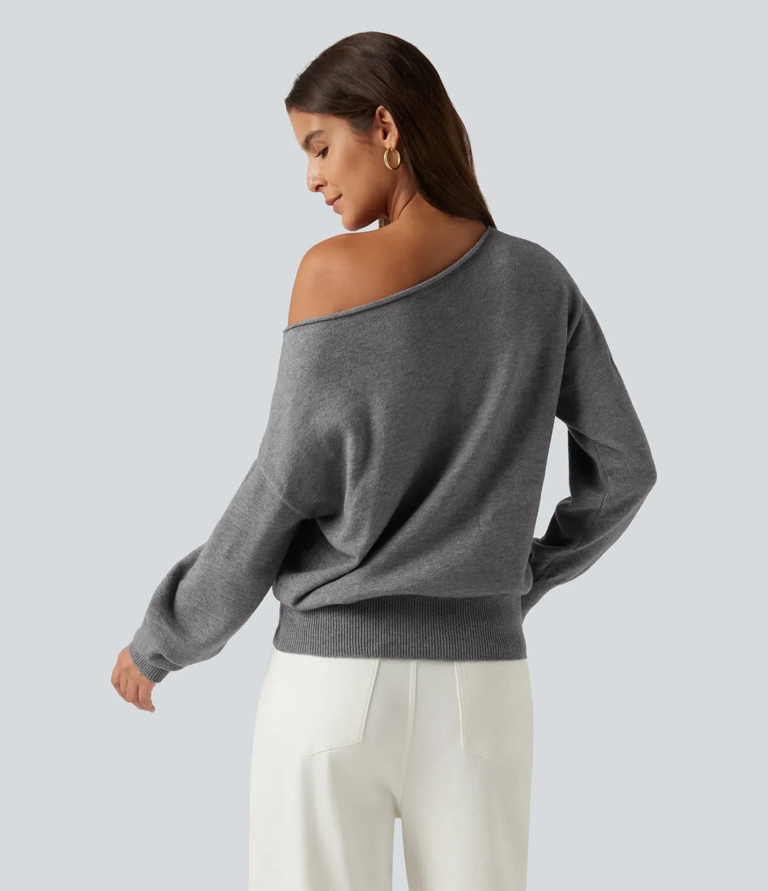 One Shoulder Long Sleeve Work Sweater