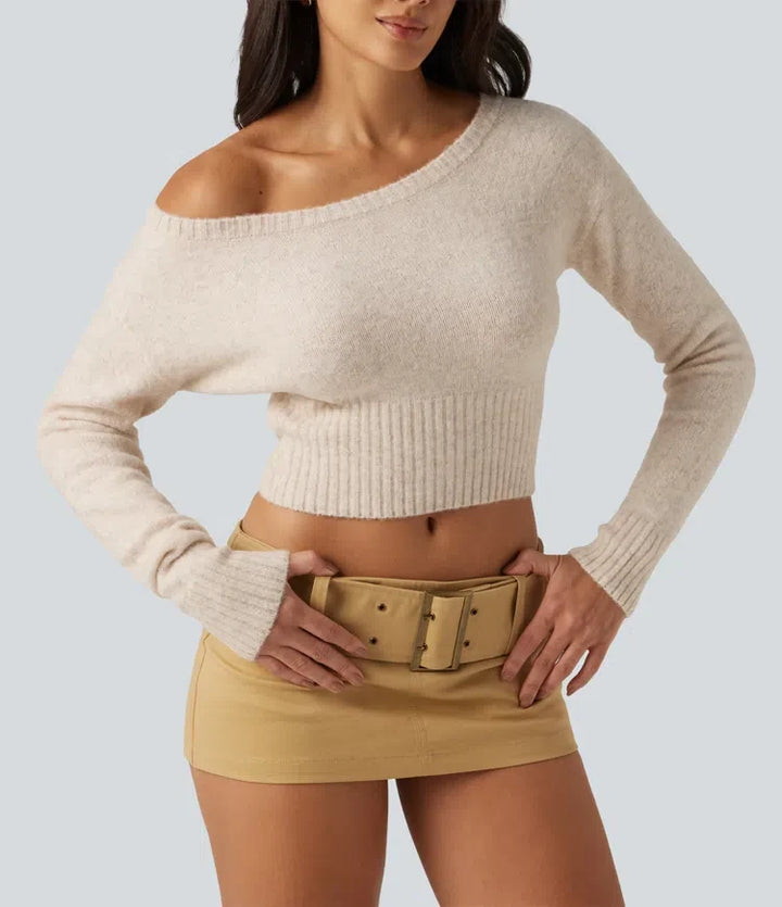 One Shoulder Batwing Long Sleeve Casual Sweater
