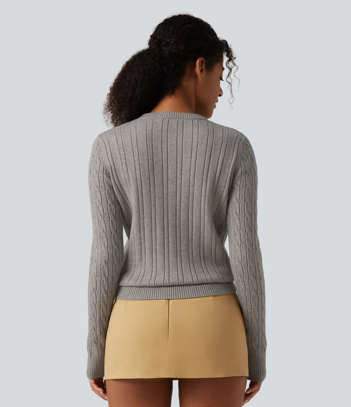 Round Neck Long Sleeve Work Sweater
