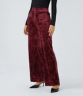 High Waisted Pockets Straight Leg Velvet Casual Pants