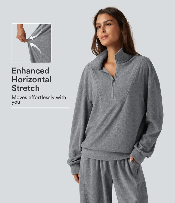 Stand Collar Long Sleeve Casual Sweatshirt