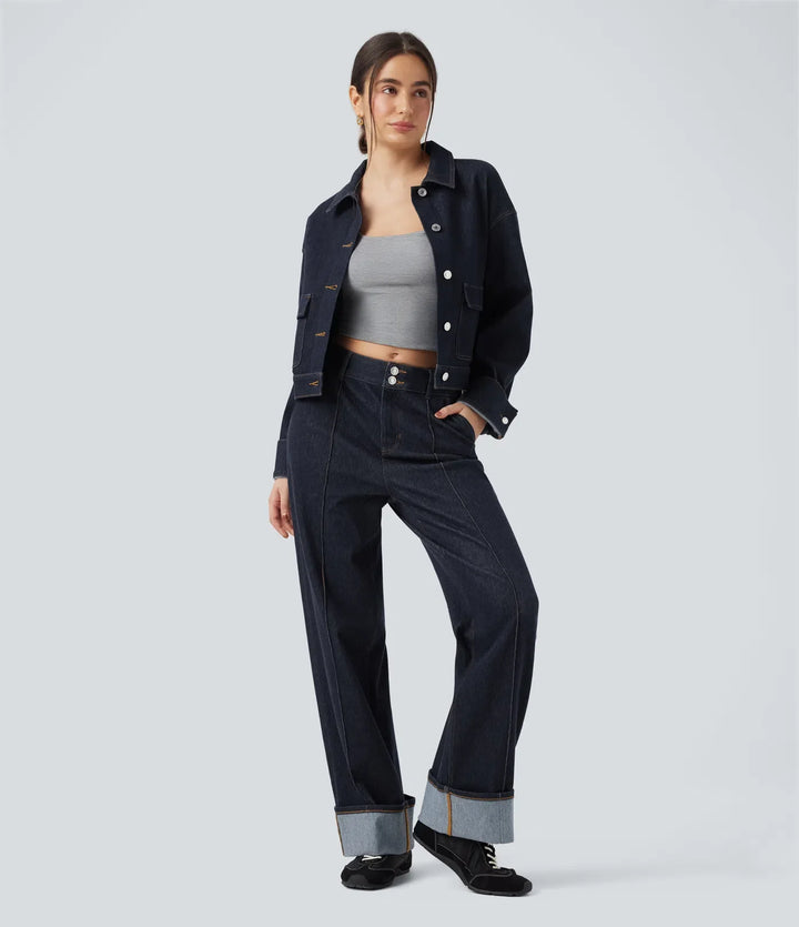 Halara Flex Collar Long Sleeve Denim Casual Jacket