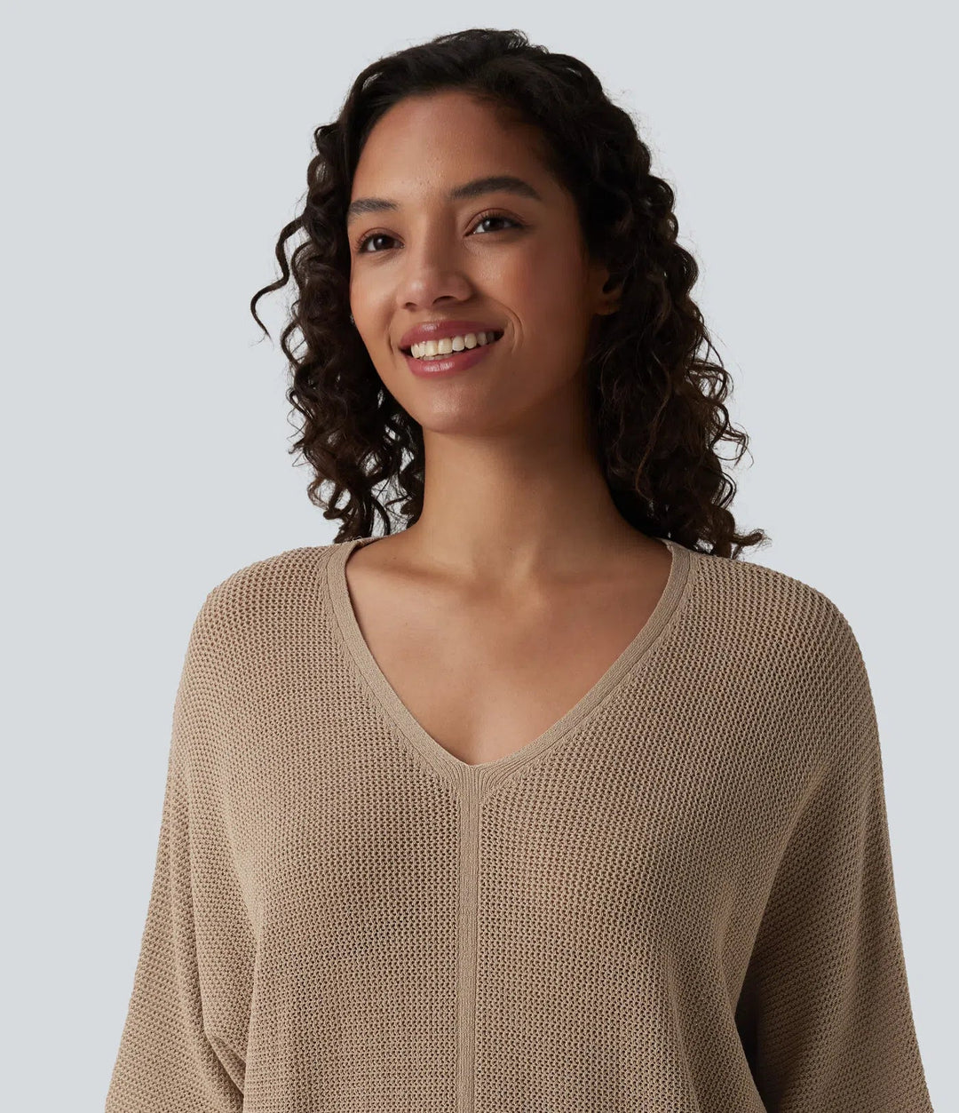 V Neck Half Sleeve Casual Sweater