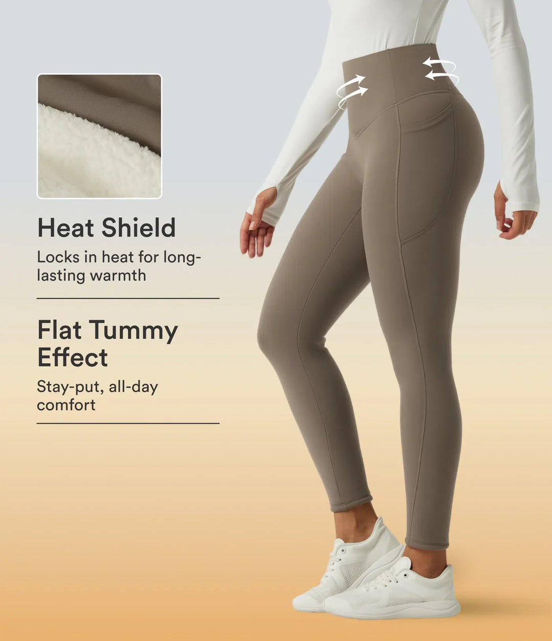 Halara UltraSculpt Heat High Waisted Tummy Control Fleece Yoga Leggings with Pockets
