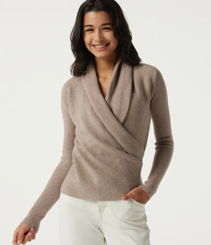 Cowl Neck Long Sleeve Stacked Casual Sweater