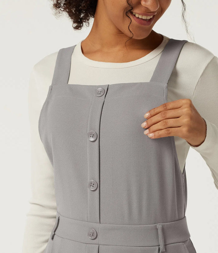 Square Neck Wide Leg Waffle Casual Overalls with Pockets
