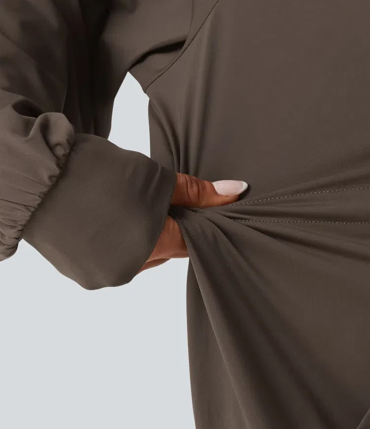 Hooded Long Sleeve Drawstring InstantCool Yoga Jacket with Pockets-UPF50+