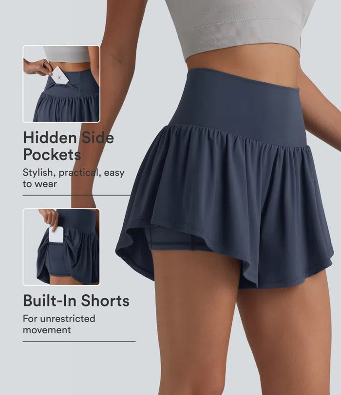 SoftlyZero Airy High Waisted 2-in-1 InstantCool Yoga Shorts 3'' with Pockets
