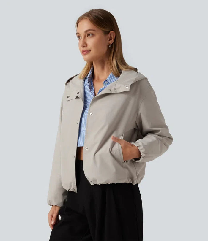 Hooded Long Sleeve Casual Jacket with Pockets