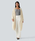 Long Sleeve Open Front Longline Sweater Knit Work Cardigan