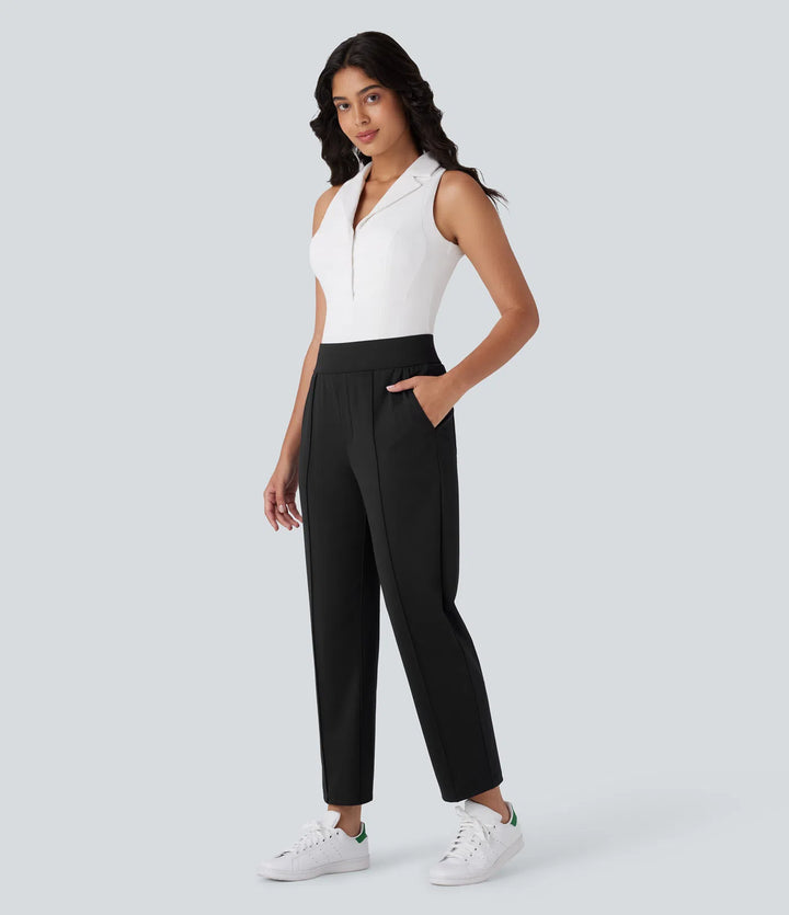 Mid High Waisted Pockets Quick Dry Golf Pants-Golf Tee-UPF40+