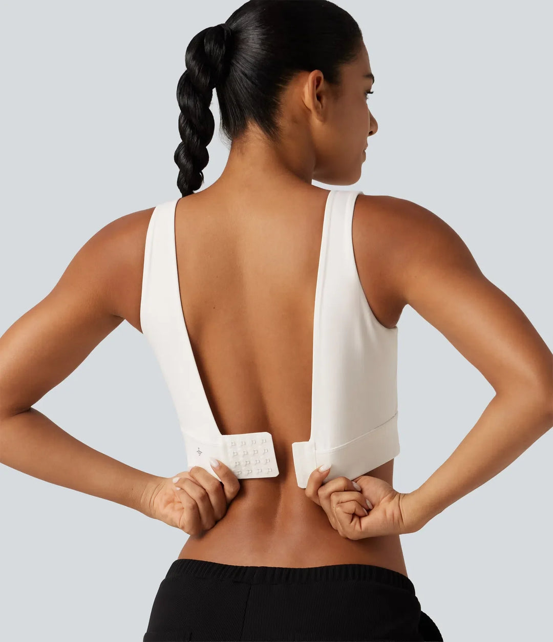 Halara Ultrasculpt Medium Support Backless Adjustable Buckle Built-in Bra Training Sports Bra DD-F Cups