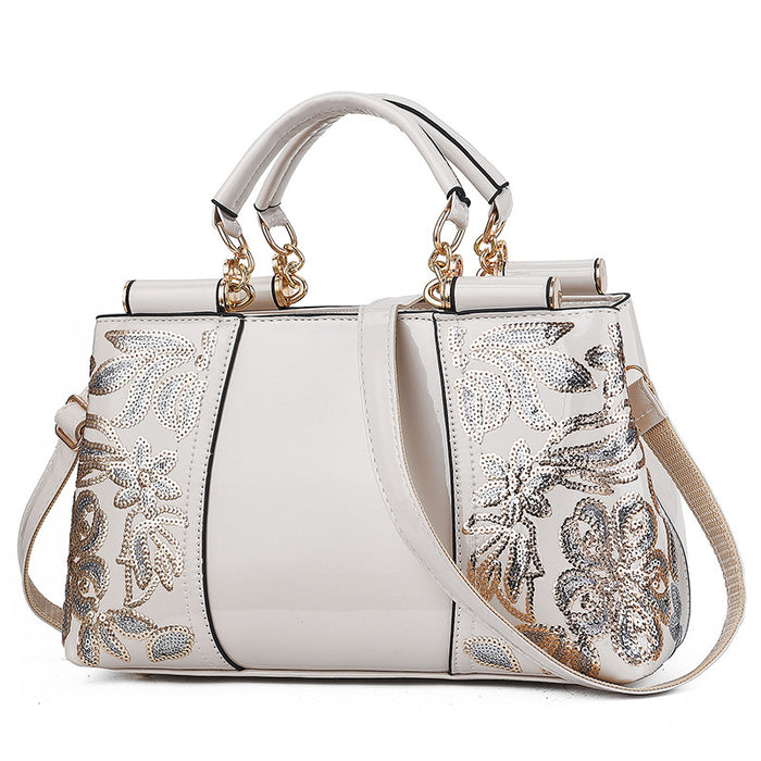 Avery | Sequin Embroidered Patent Handbag for Parties