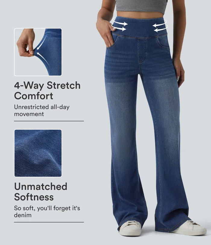 Halara Flex High Waisted Tummy Control Casual Flare Jeans with Pockets
