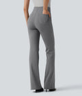 High Waisted Stripe Flare Work Pants with Pockets