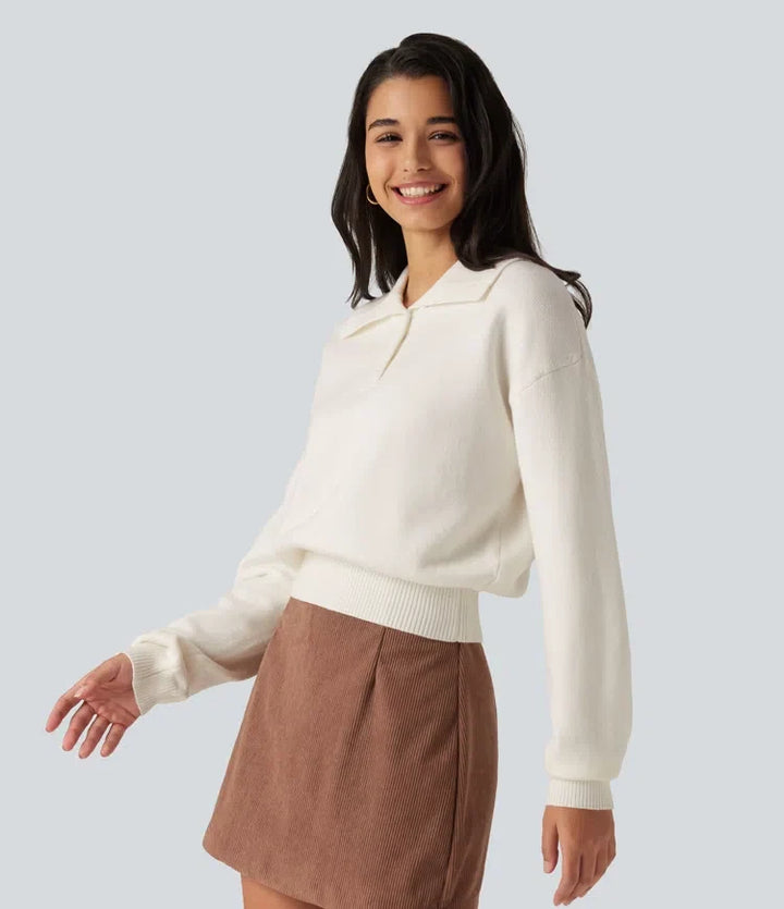 Collared Half Zip Long Sleeve Work Sweater