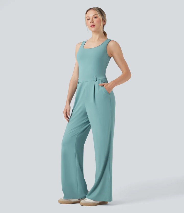Crossover Casual Jumpsuit with Pockets-Easy Peezy Edition