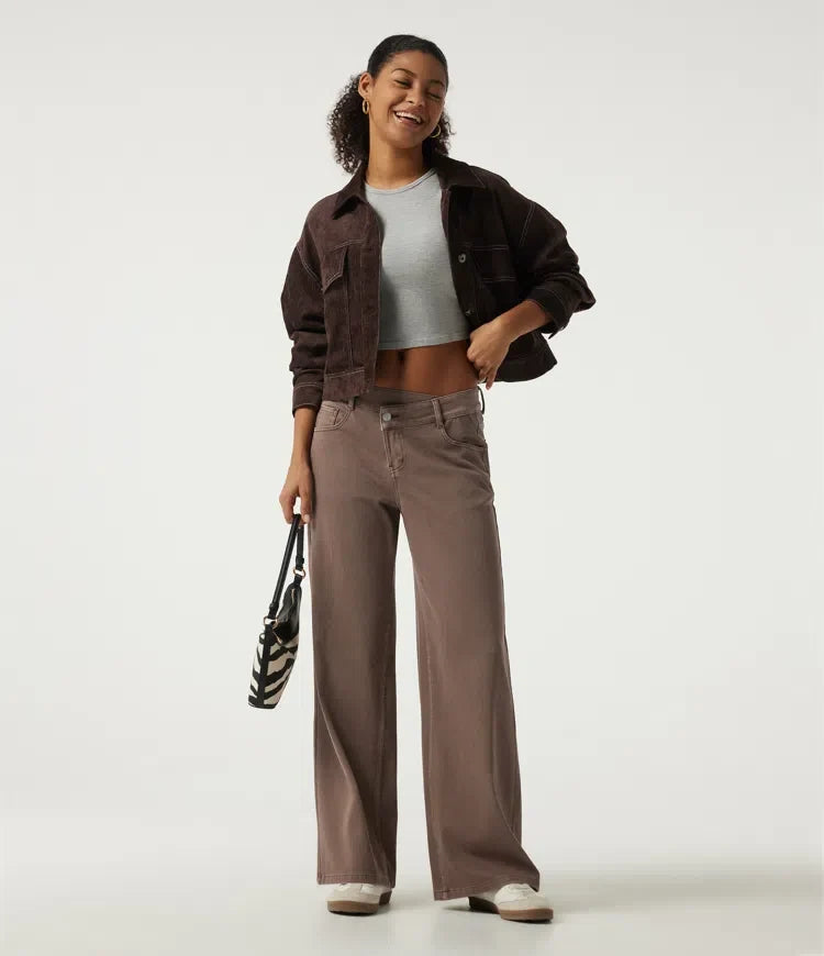 Halara Flex Low Rise Asymmetric Wide Leg Colorful Casual Jeans with Pockets