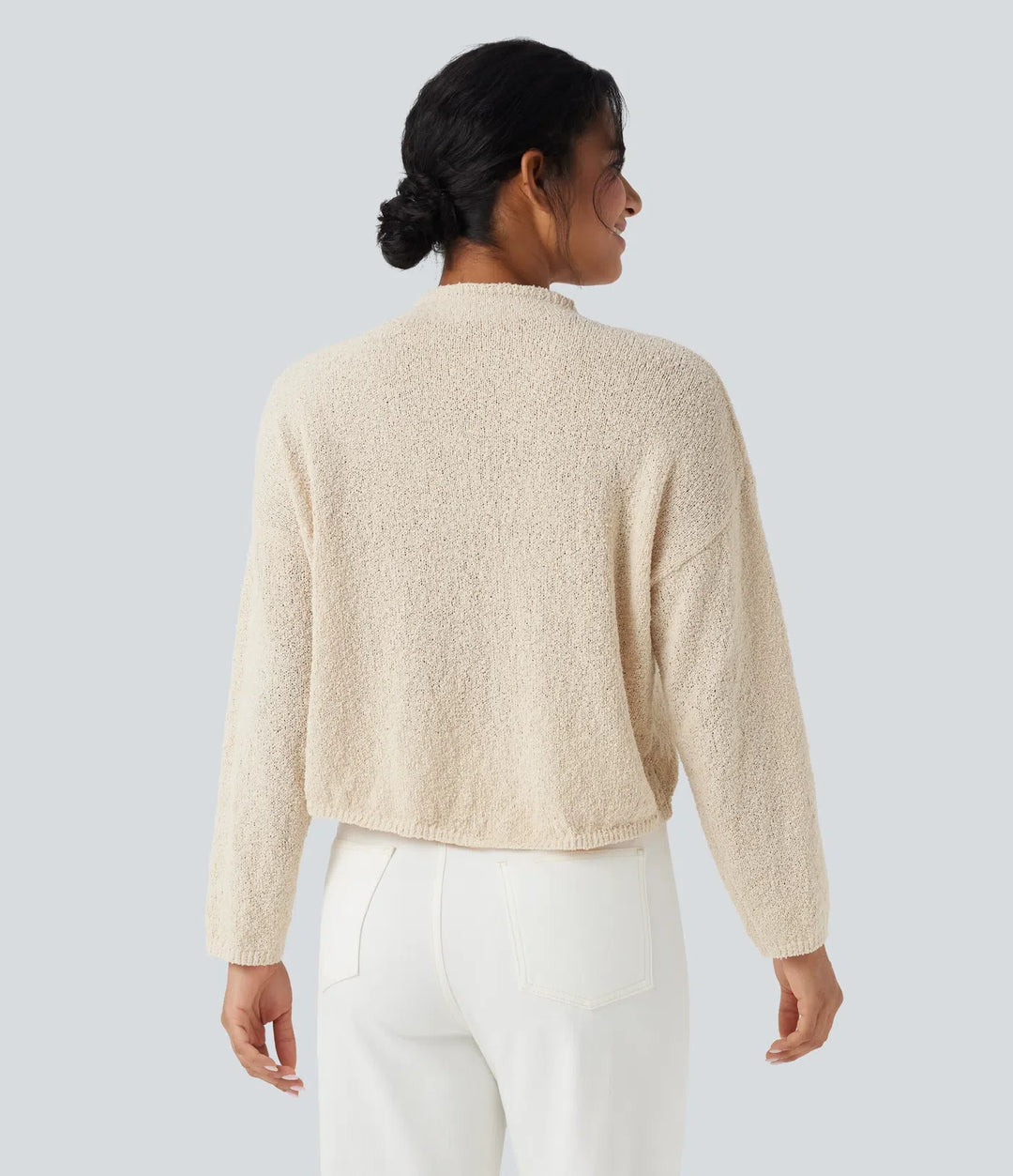 Mock-neck Long Sleeve Casual Sweater
