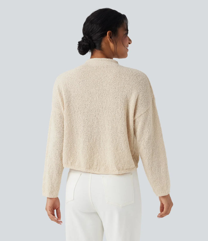 Mock-neck Long Sleeve Casual Sweater
