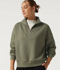 Mock Neck Dropped Half Zip Long Sleeve Casual Sweatshirt