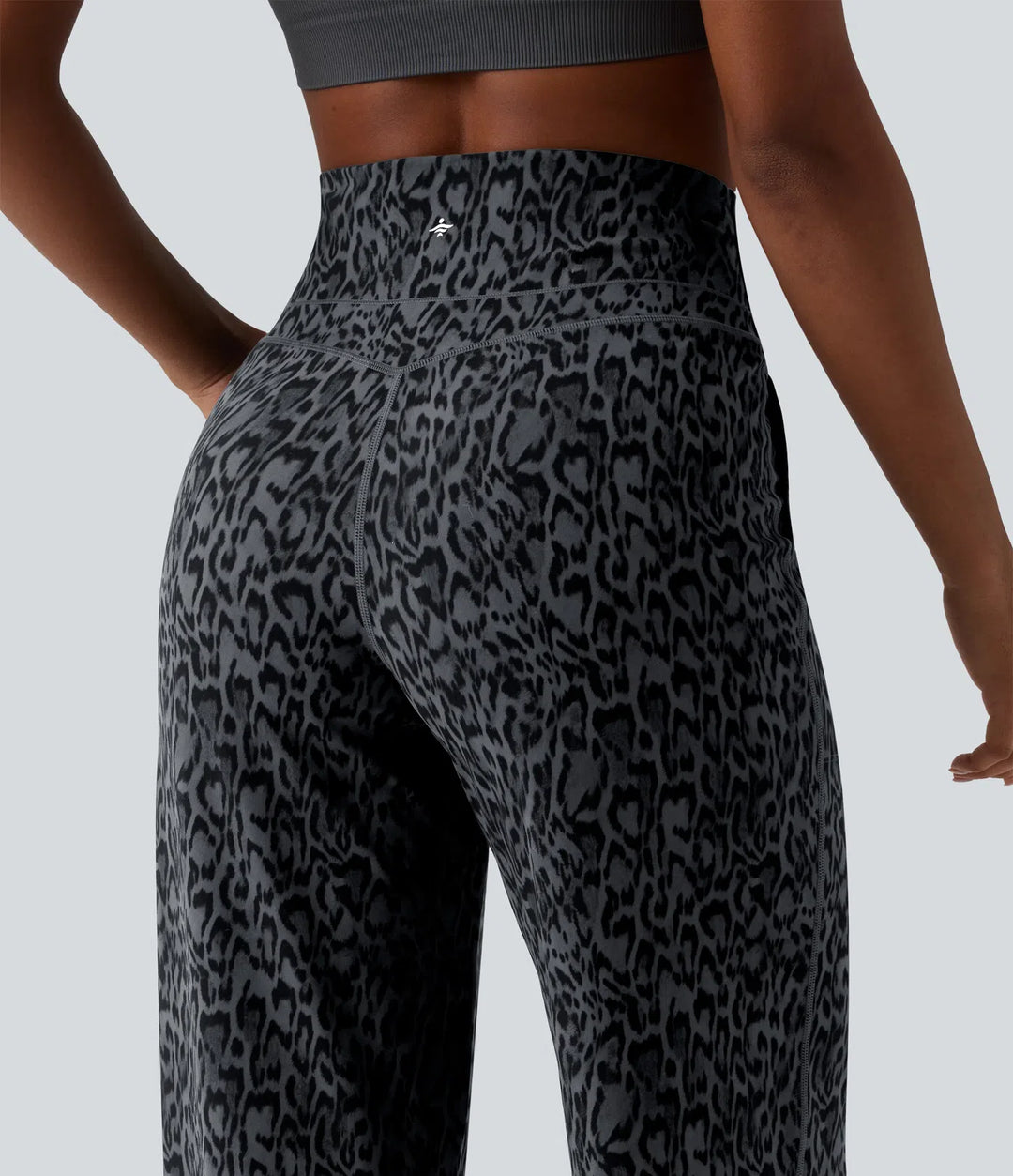 Halara UltraSculpt Leopard Print High Waisted Tummy Control Straight Leg Yoga Pants with Pockets